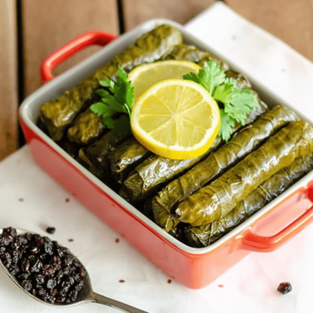 Zeytinyağlı yaprak sarması: These are grape leaves stuffed with rice, herbs, and spices, but instead of being cooked in olive oil, they are served cold with a drizzle of olive oil and lemon juice. 