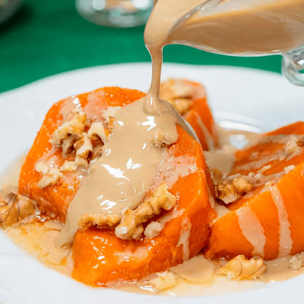 Turkish Pumpkin Dessert (Kabak Tatlısı): This traditional dessert features slices of pumpkin simmered in syrup and then spiced with cinnamon and cloves. 